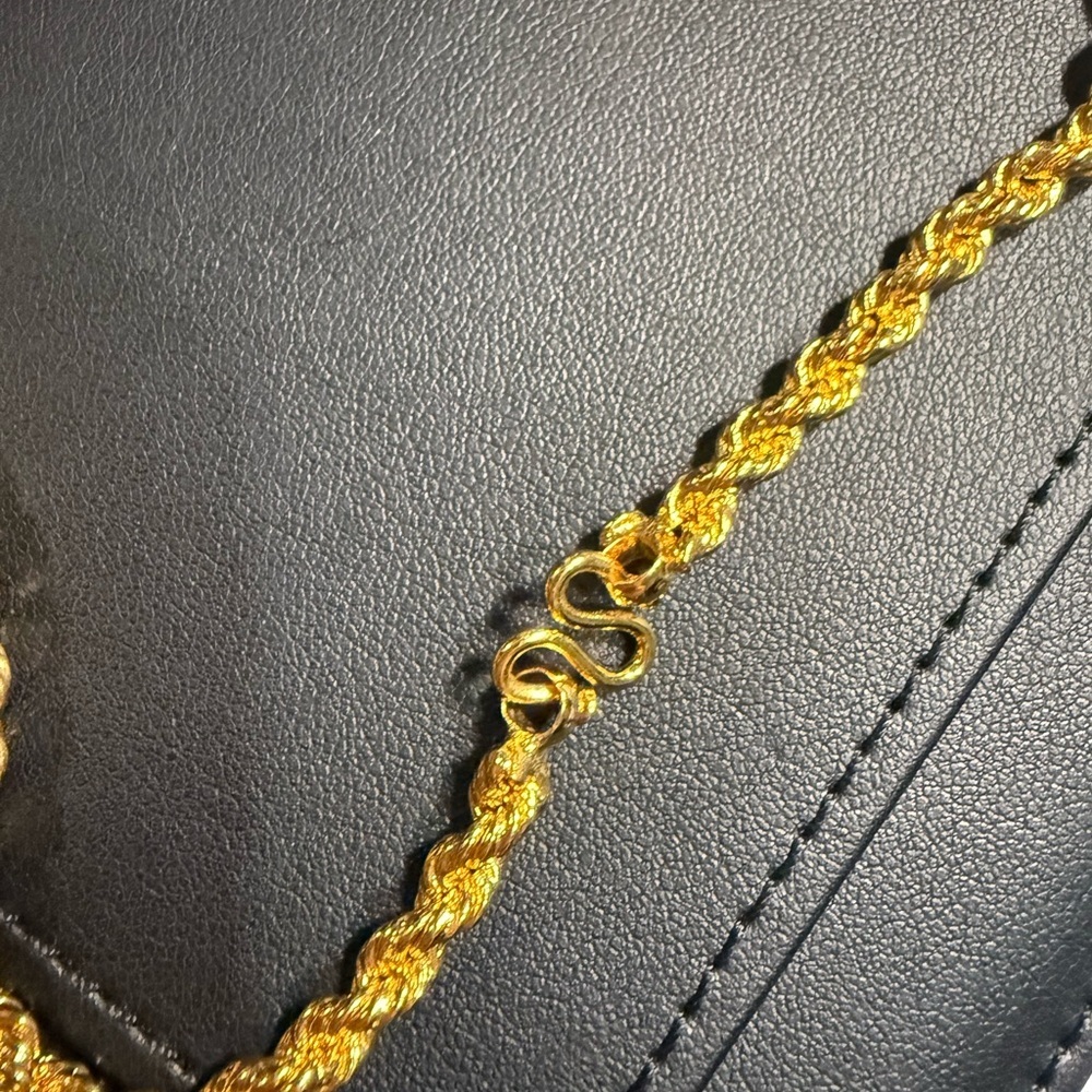 Gold Rope Chain Necklace 10K GP - Picture 2 of 3